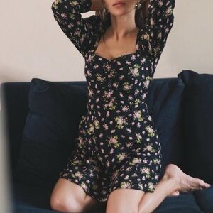 Zara black floral mini dress lavender lime green pattern